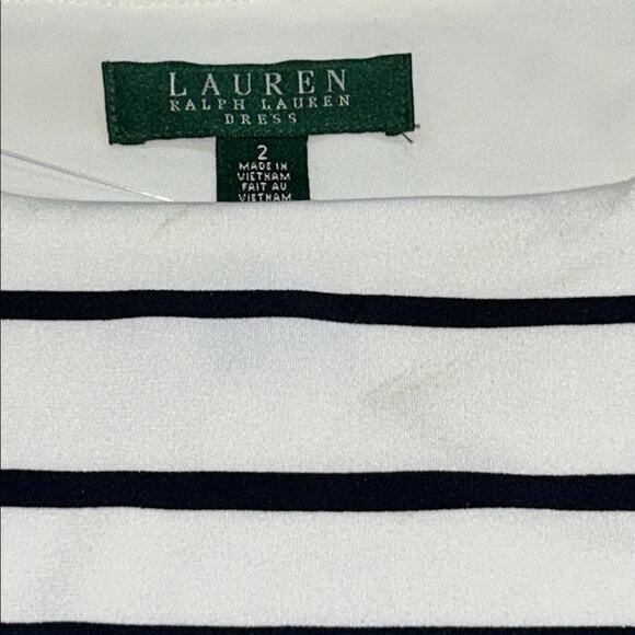 Ralph Lauren Navy and Cream Striped Mini Dress Size 2 - Picture 2 of 6